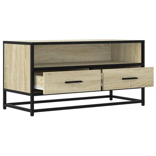 Tv-bord 80x34,5x40 cm konstrueret træ og metal sonoma-eg