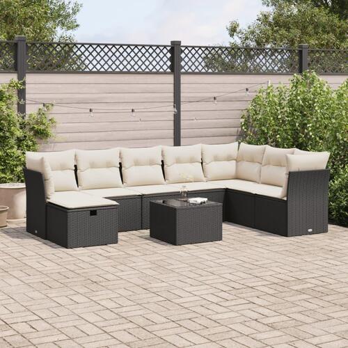 Sofasæt til haven 9 dele med hynder polyrattan sort