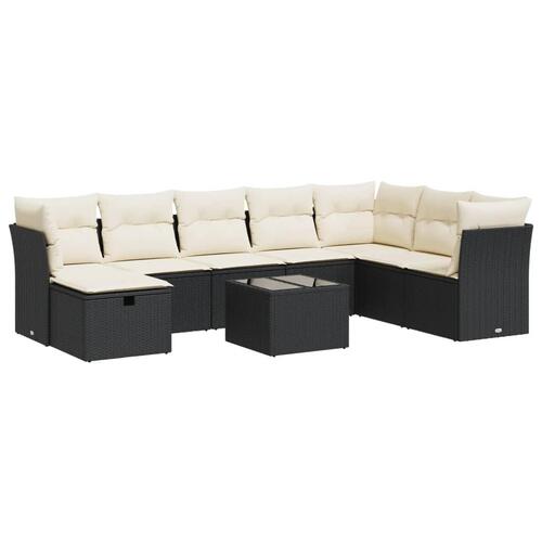 Sofasæt til haven 9 dele med hynder polyrattan sort