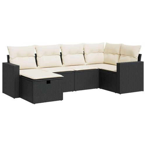 Sofasæt til haven 6 dele med hynder polyrattan sort