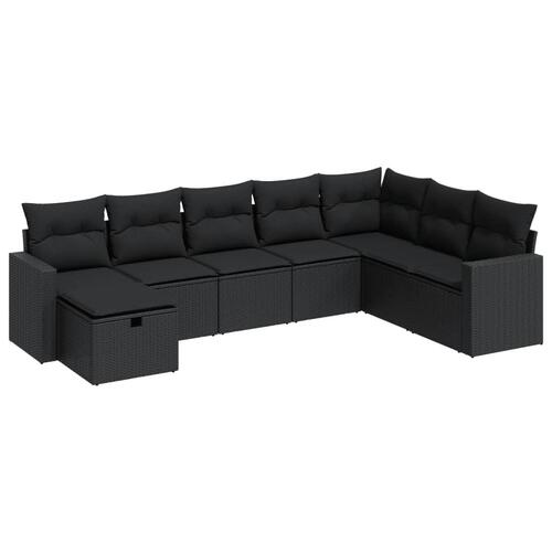 Sofasæt til haven 8 dele med hynder polyrattan sort