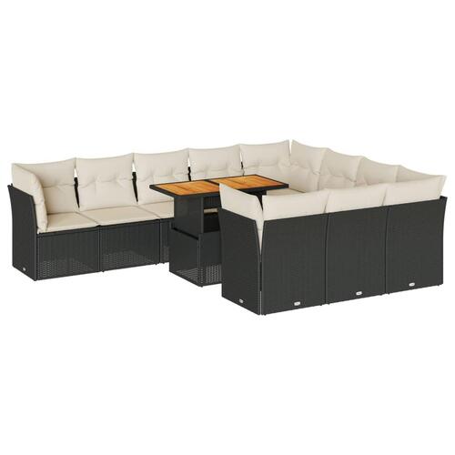Sofasæt til haven 11 dele med hynder polyrattan sort