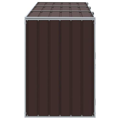 Skraldespandsskjuler 216x81x115 cm 3 rum stål brun