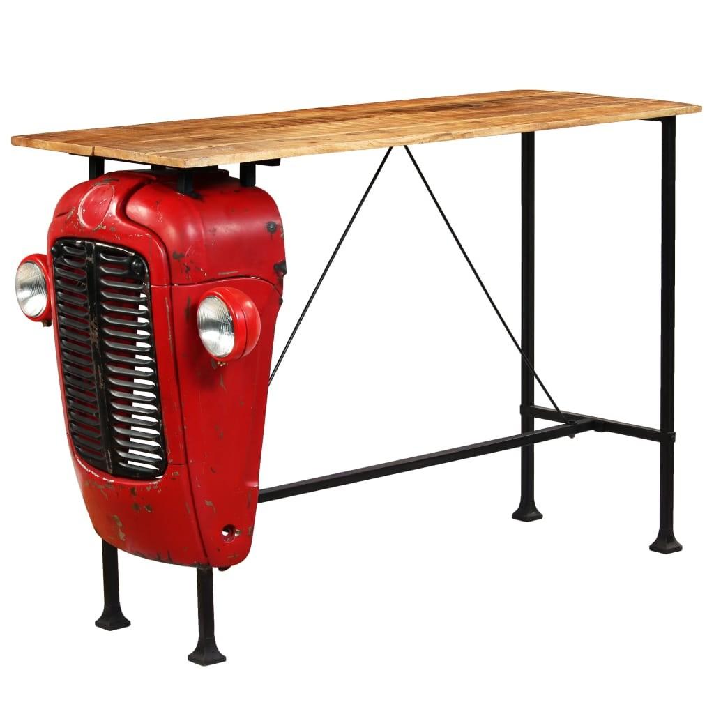 Traktor-barbord i massivt mangotræ rød 60 x 150 x 107 cm