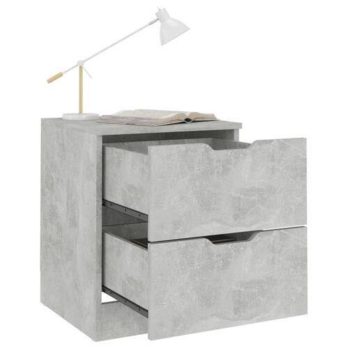 Sengebord 40x40x50 cm konstrueret træ betongrå