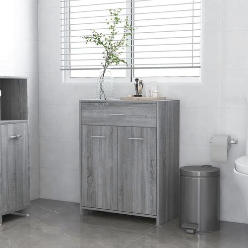 Badeværelsesskab 60x33x80 cm konstrueret træ grå sonoma-eg
