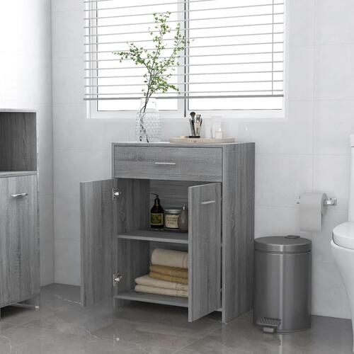 Badeværelsesskab 60x33x80 cm konstrueret træ grå sonoma-eg