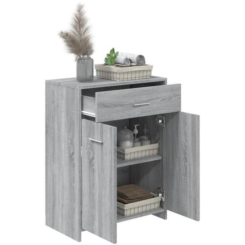Badeværelsesskab 60x33x80 cm konstrueret træ grå sonoma-eg