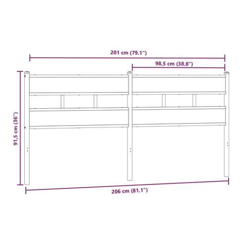 Sengegavl 200 cm jern og konstrueret træ sonoma-eg
