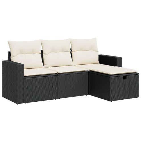 Sofasæt til haven 4 dele med hynder polyrattan sort