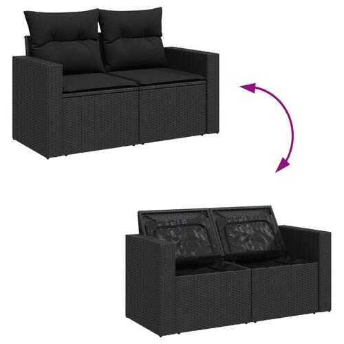 Sofasæt til haven 6 dele med hynder polyrattan sort