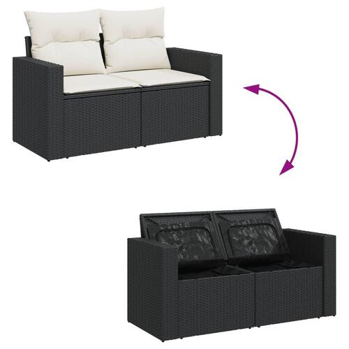 Sofasæt til haven 9 dele med hynder polyrattan sort