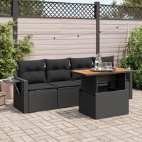 Sofasæt til haven 5 dele med hynder polyrattan sort