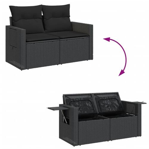 Sofasæt til haven 5 dele med hynder polyrattan sort