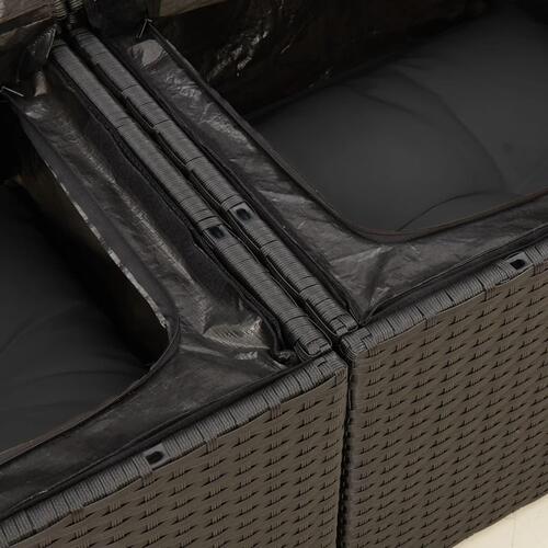 Sofasæt til haven 5 dele med hynder polyrattan sort