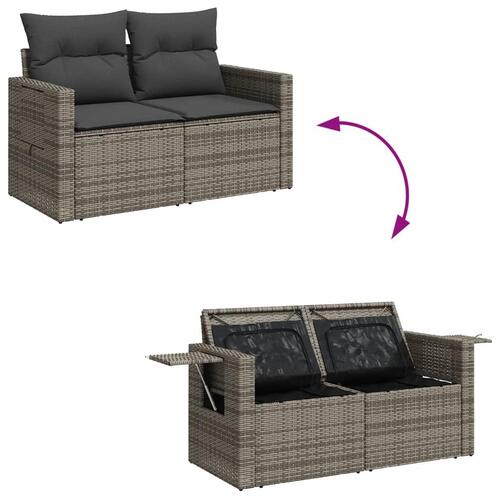 Sofasæt 5 dele med hynder polyrattan grå