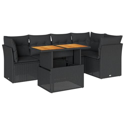 Sofasæt til haven 6 dele med hynder polyrattan sort