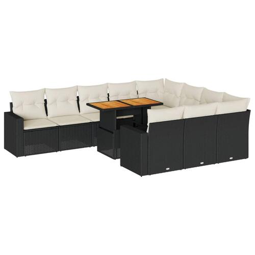 Sofasæt til haven 11 dele med hynder polyrattan sort