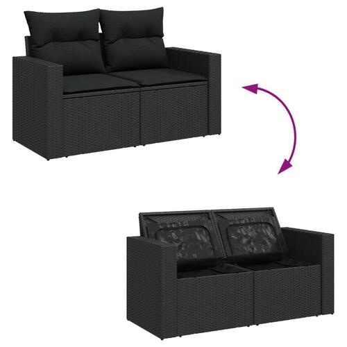 Sofasæt til haven 10 dele med hynder polyrattan sort