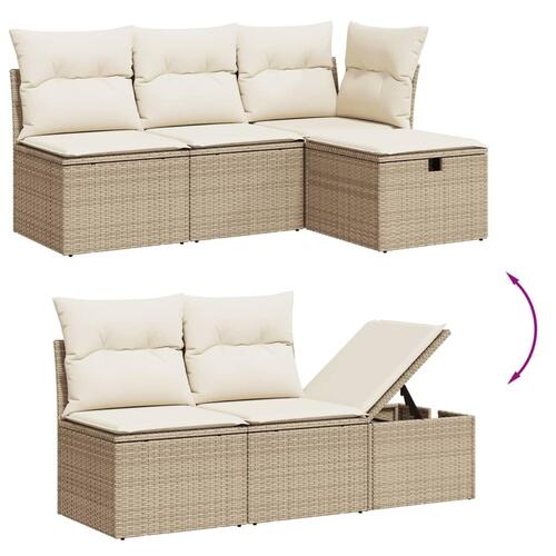 Sofasæt til haven 5 dele med hynder polyrattan beige