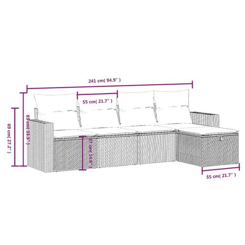 Sofasæt til haven 5 dele med hynder polyrattan beige