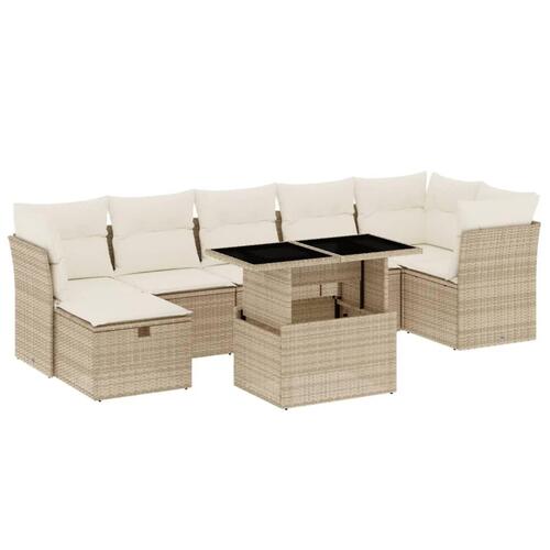 Sofasæt til haven 8 dele med hynder polyrattan beige