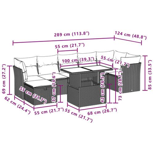 Sofasæt til haven 8 dele med hynder polyrattan beige