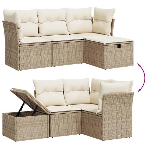 Sofasæt til haven 4 dele med hynder polyrattan beige