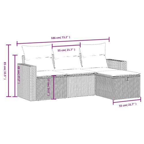 Sofasæt til haven 4 dele med hynder polyrattan beige