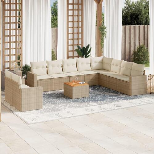 Sofasæt til haven 11 dele med hynder polyrattan beige
