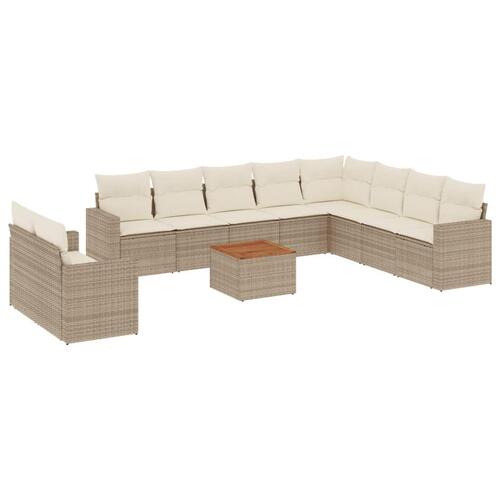 Sofasæt til haven 11 dele med hynder polyrattan beige