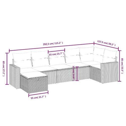 Sofasæt til haven 7 dele med hynder polyrattan beige