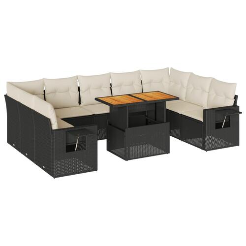 Sofasæt til haven 10 dele med hynder polyrattan sort