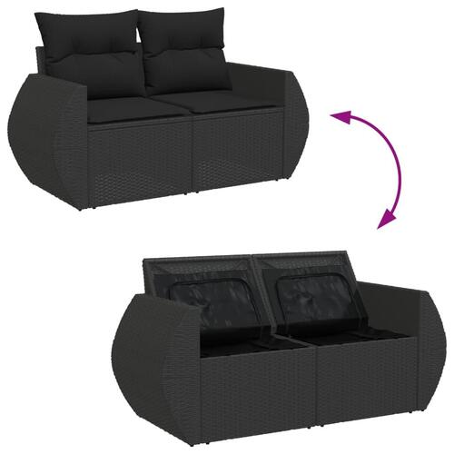 Sofasæt til haven 9 dele med hynder polyrattan sort