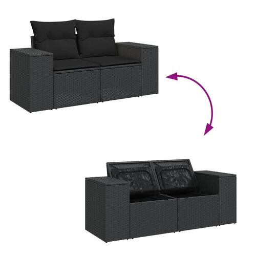 Sofasæt til haven 8 dele med hynder polyrattan sort