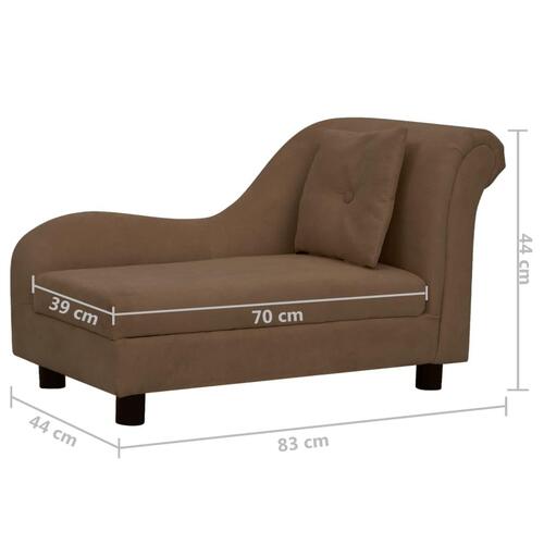 Hundesofa med pude 83x44x44 cm plys brun