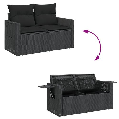 Sofasæt til haven 10 dele med hynder polyrattan sort