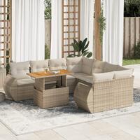Sofasæt til haven 9 dele med hynder polyrattan beige
