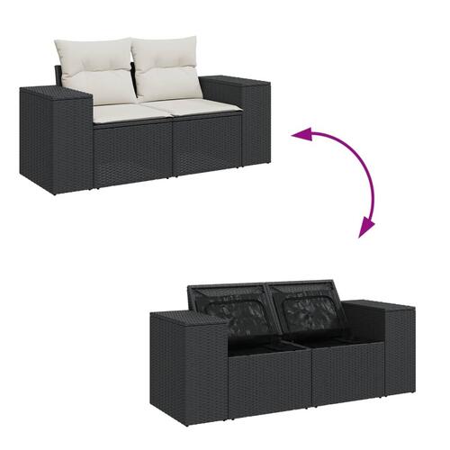 Sofasæt til haven 6 dele med hynder polyrattan sort