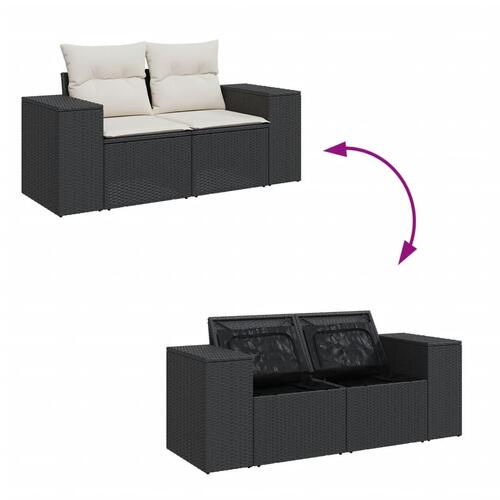 Sofasæt til haven 8 dele med hynder polyrattan sort