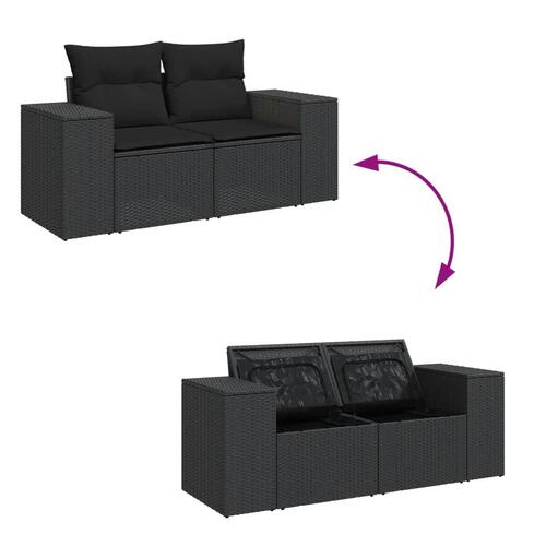 Sofasæt til haven 9 dele med hynder polyrattan sort