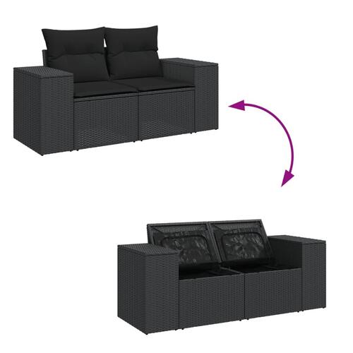 Sofasæt til haven 6 dele med hynder polyrattan sort