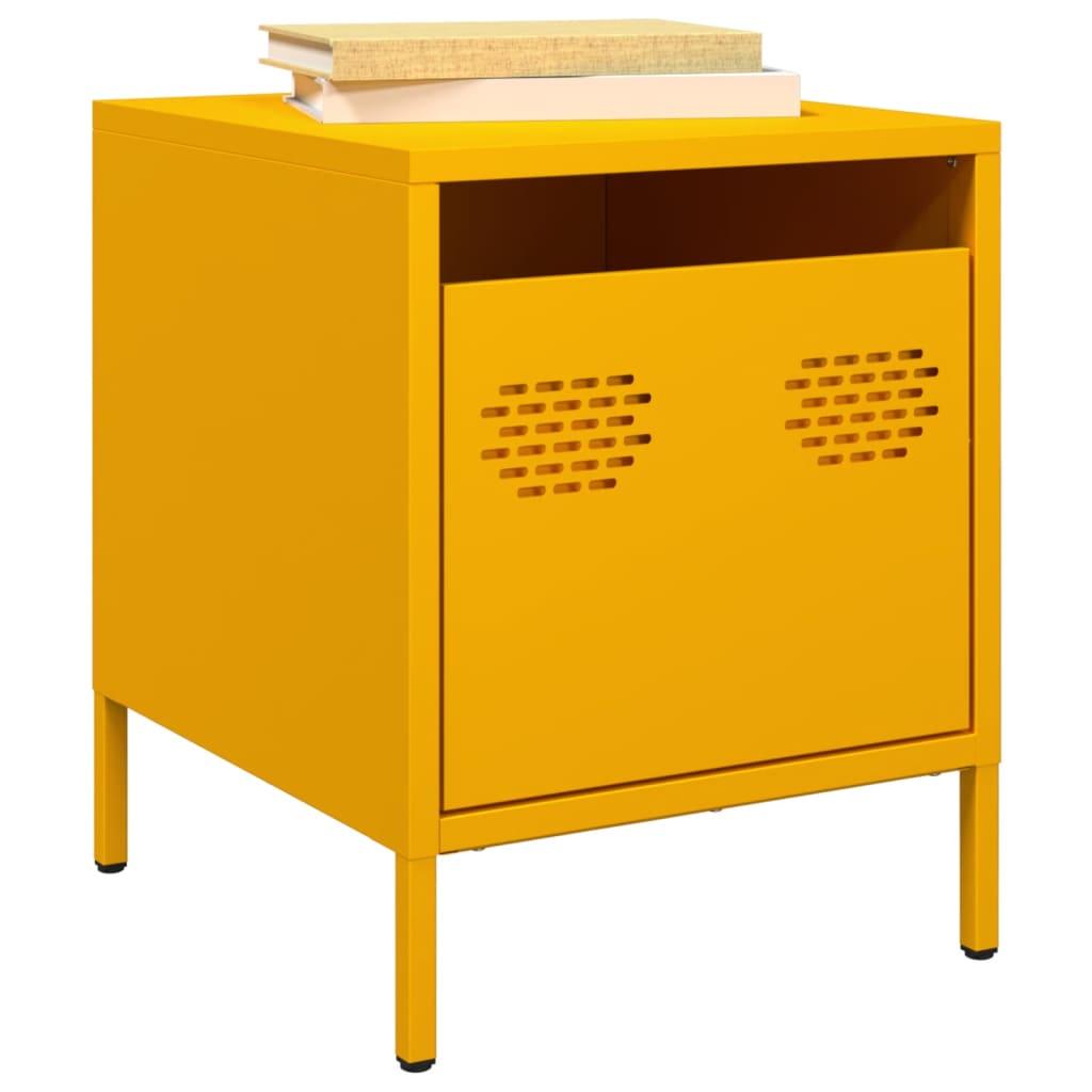 Sengeborde 2 stk. i stål - 35 × 39 × 43,5 cm, sennepsgul billede