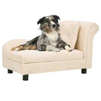Hundesofa med pude 83x44x44 cm plys cremefarvet