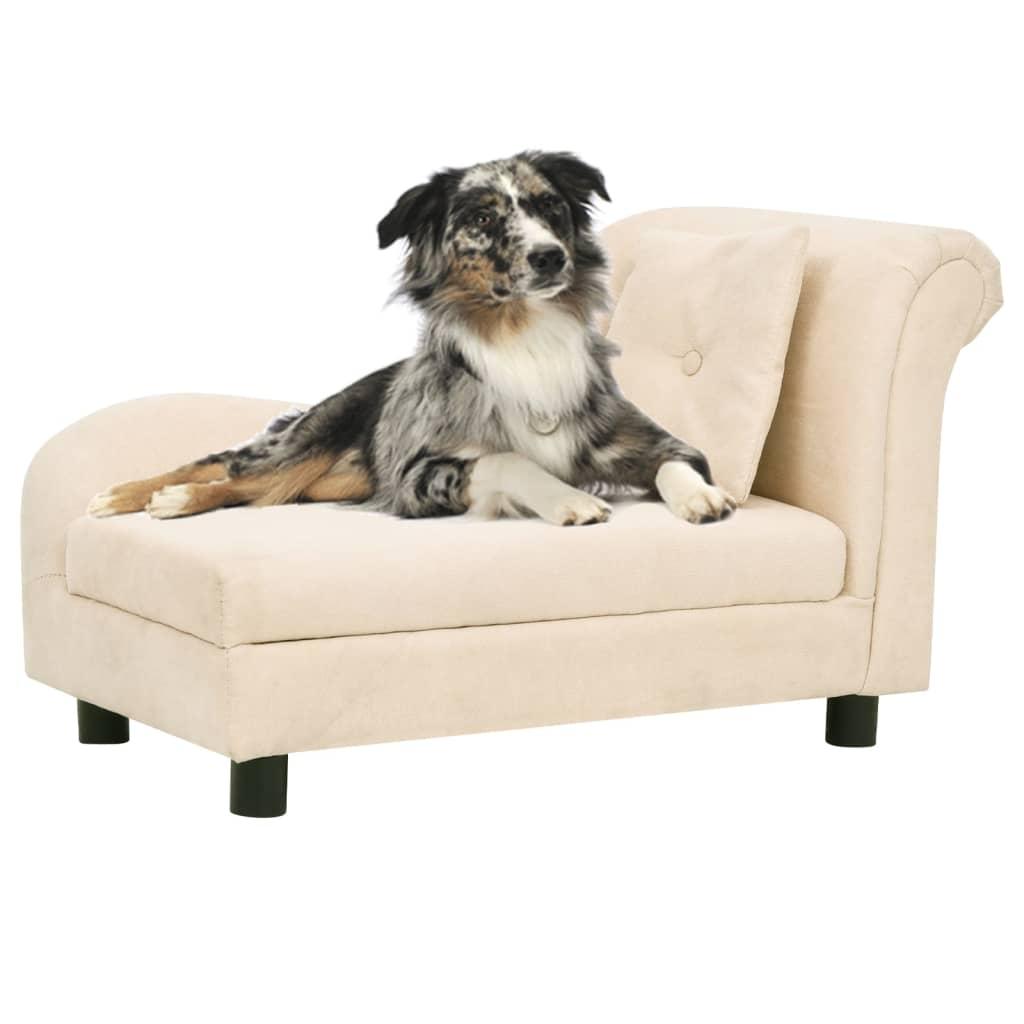 Hundesofa med pude 83x44x44 cm plys cremefarvet