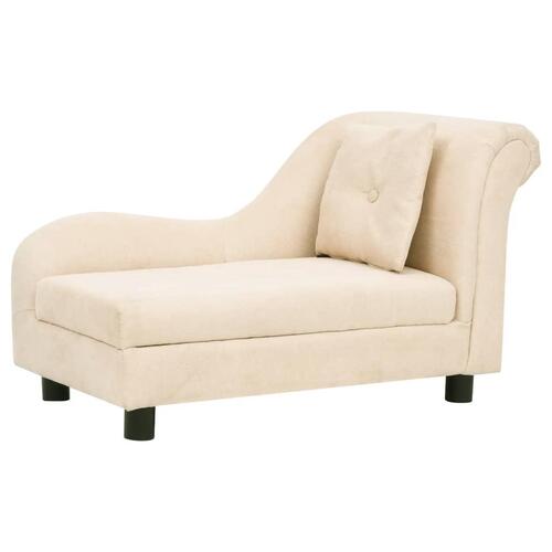 Hundesofa med pude 83x44x44 cm plys cremefarvet
