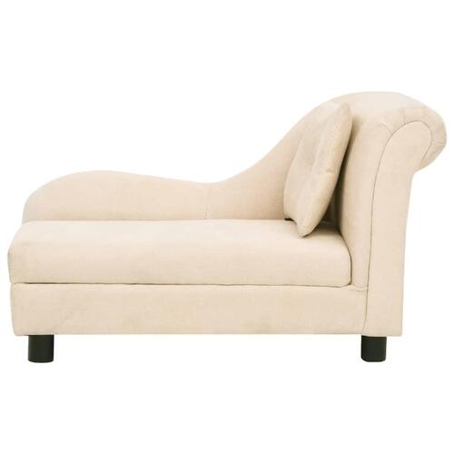 Hundesofa med pude 83x44x44 cm plys cremefarvet