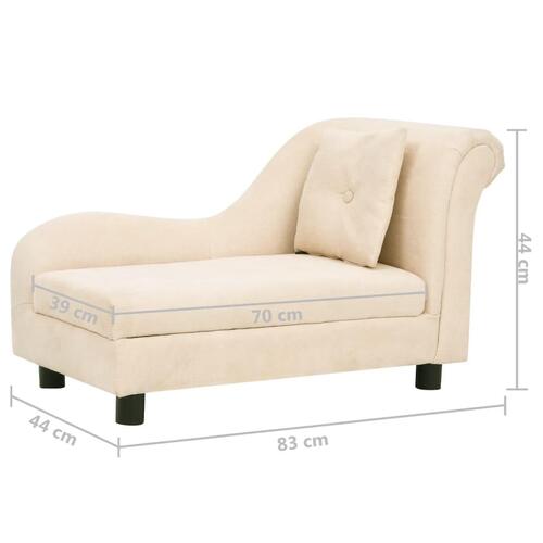 Hundesofa med pude 83x44x44 cm plys cremefarvet