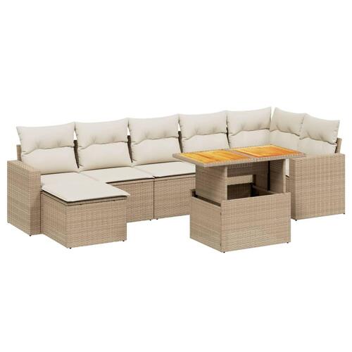 Sofasæt til haven 8 dele med hynder polyrattan beige