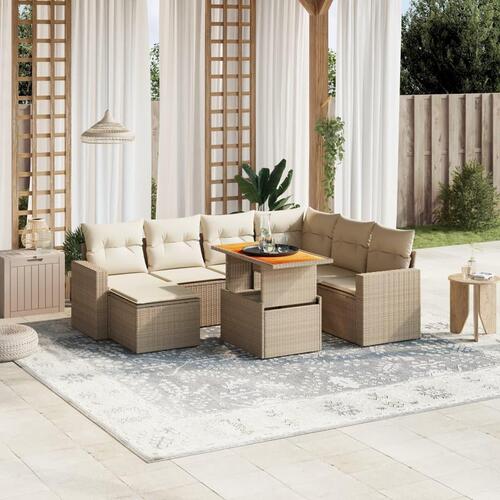 Sofasæt til haven 8 dele med hynder polyrattan beige